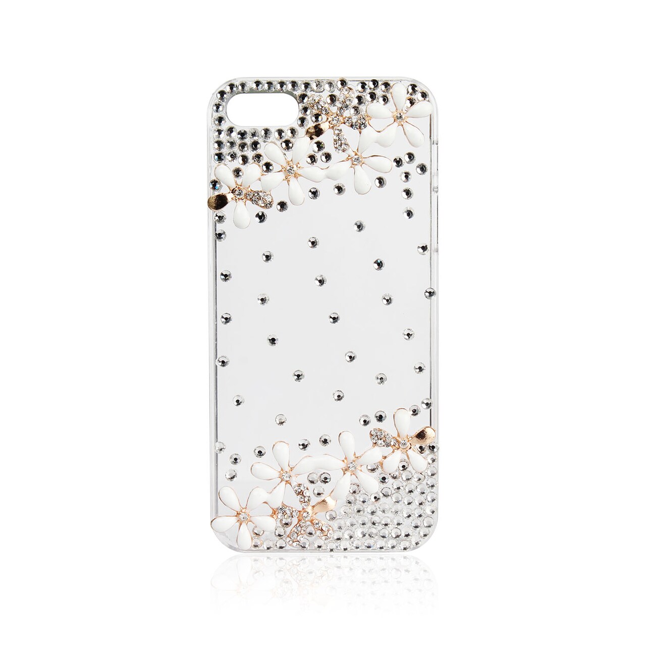 Global Phoenix Transparent Bling Rhinestone Flower Case For iPhone 5 5S 5C